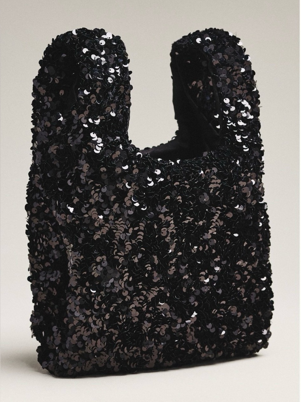 Anthropologie Paillette Sequin Bag in Black NWT